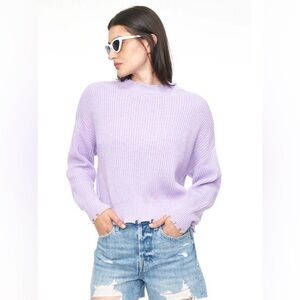 Pistola‎ Purple Eva Crew Neck Distressed Sweater 100% Cotton M